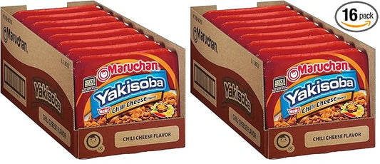 Maruchan Yakisoba Chili Cheese, Japanese Instant Ramen Noodles, 3.86 Oz, 8 Count (Pack of 2)