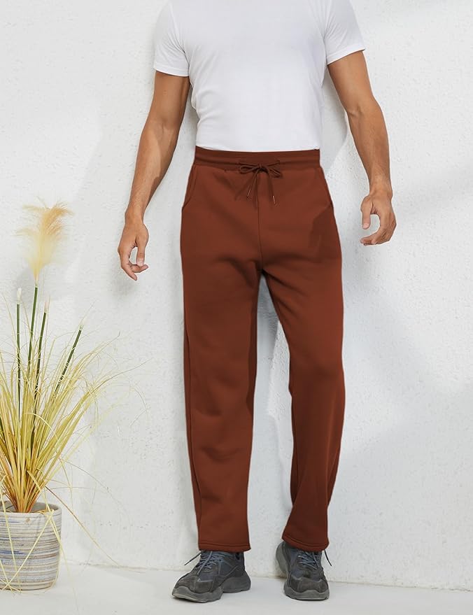 Gihuo Men's Winter Fleece Pants Sherpa Lined Sweatpants Active Running Jogger Pants