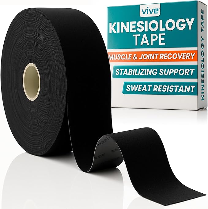 Vive Kinesiology Tape (105 Feet) - Therapeutic Athletic Support Tape - Uncut Kensio Roll - Muscle and Joint Recovery for Shoulder, Back, Knee, Elbow and Ankle Pain Relief - Waterproof for Sports