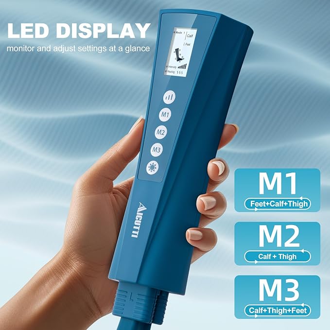 Professional Air Compression Leg Massager with Heat - Ideal Christmas, Mother's Day & Father's Day Gifts for Women, Men, Dad & Mom from Daughter or Son - Pain Relief for Foot, Calf, Knee & Thigh