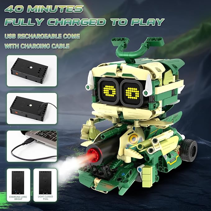 STEM Building Toys for Kids 6-14, Remote & APP Controlled 3in1 STEM Robot Building Kit for Kids with Music Spray, 513 Pcs Building Blocks Set Birthday Xmas Gift Ideas for Boys Girls
