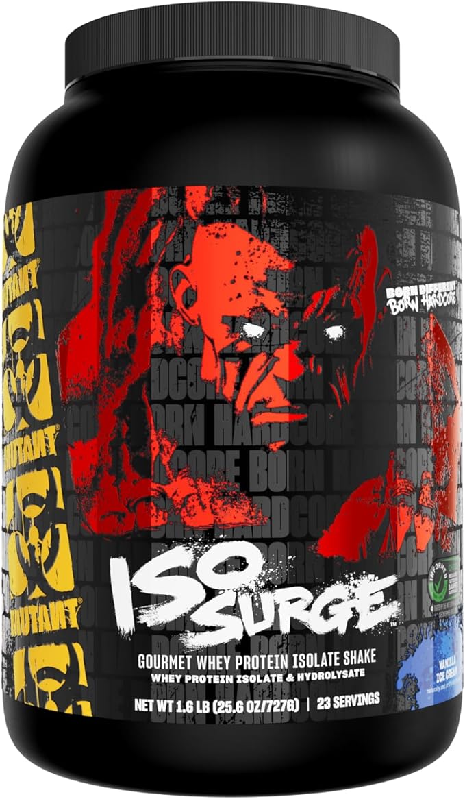 Mutant ISO Surge Whey Protein Isolate Powder Acts Fast to Help Recover, Build Muscle, Bulk and Strength, 1.6 lb (Vanilla Ice Cream)