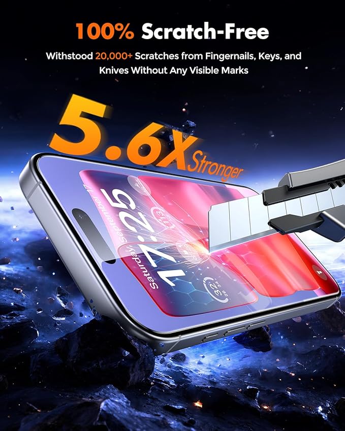 UNBREAKcable iPhone 16 Plus Screen Protector [3-Pack], Tempered Glass with Auto-Align Tech for Easy Install, 9H+ Hardness, Anti-Fingerprint, Ultra-Clear, Full-Coverage Protection, 6.7-Inch