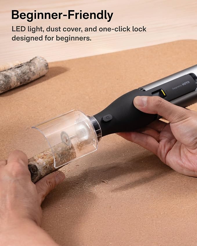 HOTO 12V Cordless Rotary Tool Kit, Engraving Pen, 35000 RPM Brushless Motor, Quiet & Stable, 3000mAh USB-C Rechargeable, LED Light, 37 Accessories for 3D Printing Sanding, Polishing, Drilling, DIY
