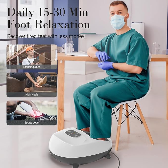 Foot Massager for Plantar Fasciitis, FSA Eligible HSA Upgraded Full Feet Shiatsu Massage, Remote Control Multi-Level Settings for Neuropathy, Valentines Gifts for Women Men(White)