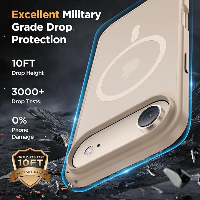 Miracase Magnetic for iPhone Air Case with Screen Protector(Compatible with MagSafe), Slim Thin Translucent Matte Military-Grade Protected Phone Cover for iPhone 17 Air 6.5", Gold