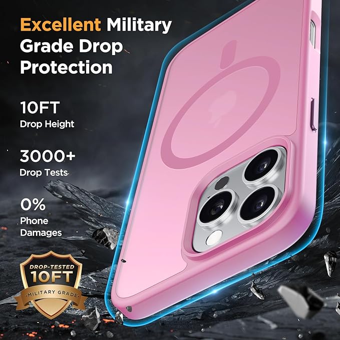 Miracase Magnetic Series for iPhone 16 Pro Max Case [Compatible with MagSafe] [with 2X Screen Protector] Military-Grade Protection, Slim Phone Case for 16 Pro Max 6.9 inch - Mes Pink