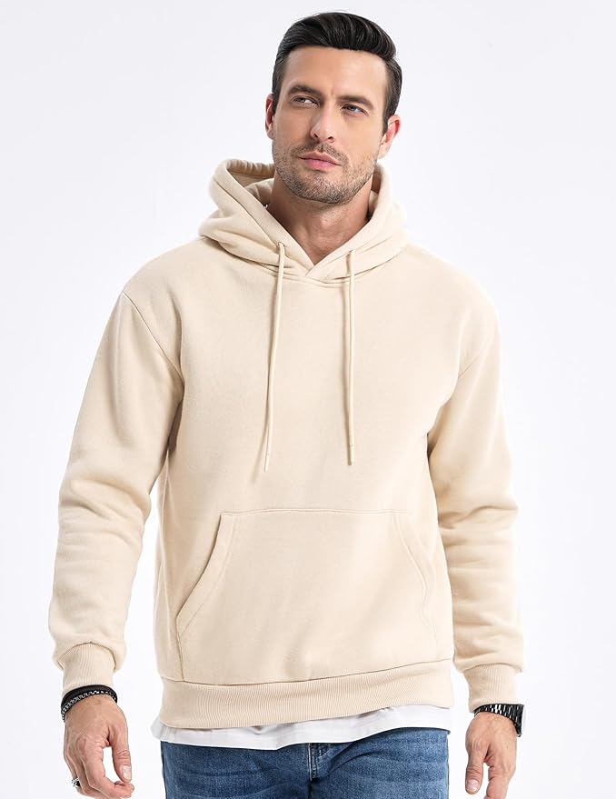 JMIERR Mens Casual Cotton Hooded Collar Drawstring Hoodies Pullover Sweatshirts Casual Long Sleeve Shirts