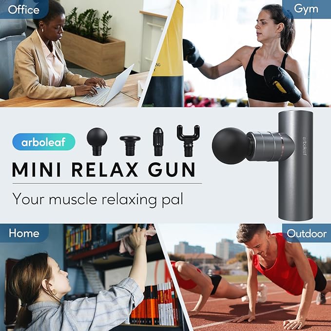 arboleaf Massage Gun Deep Tissue, Full-Metal Electric Portable Hand Held Massager Gun for Back, Body Sore Muscles, Pain Relief, Gifts, Office, Home, Athletes