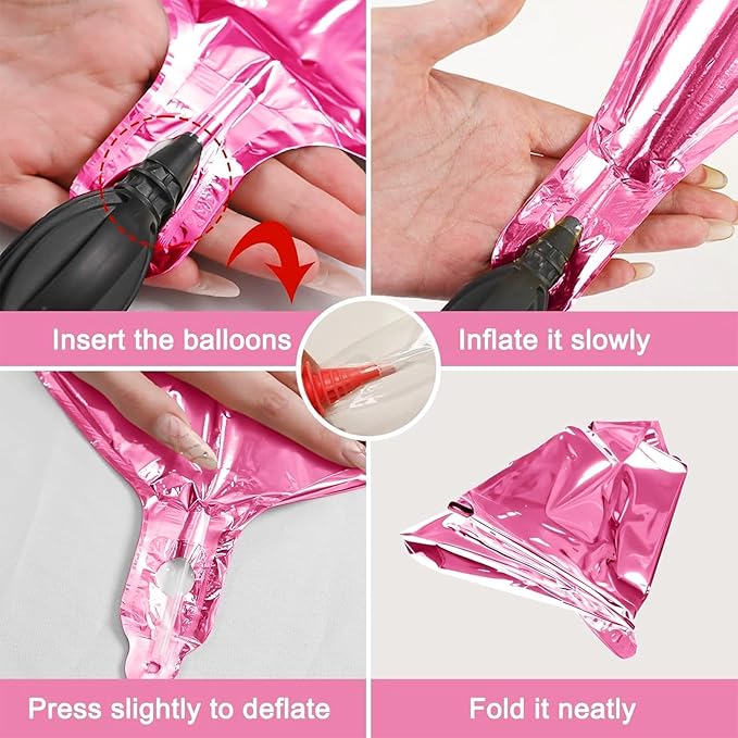 12Pcs Pink Round Foil Balloons, 22" 15" 10" 4D Helium Ball Balloon, Metallic Pink Foil Balloon for Birthday Valentine's Day Graduation Wedding Anniversary Disco Prom Party Decorations