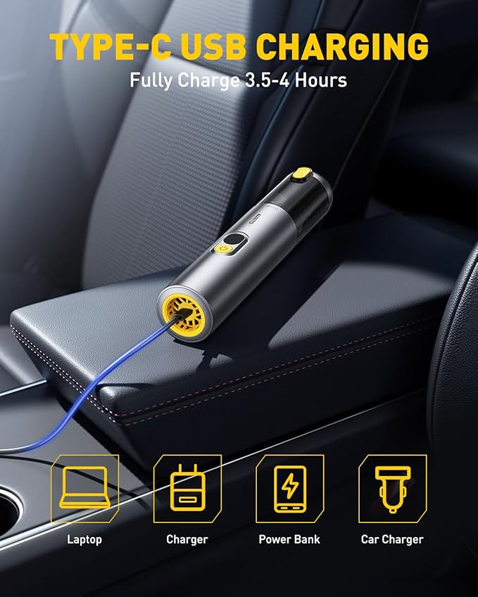 AUXITO Car Vacuum Cleaner - Portable Handheld Vacuum Cleaner 14000Pa Suction Power, Blow & Suction 2 in 1 Mini Vacuum Cleaner Hand Held Vacuum for Car, Home, Pet, Office, Gifts for Men (Silver)