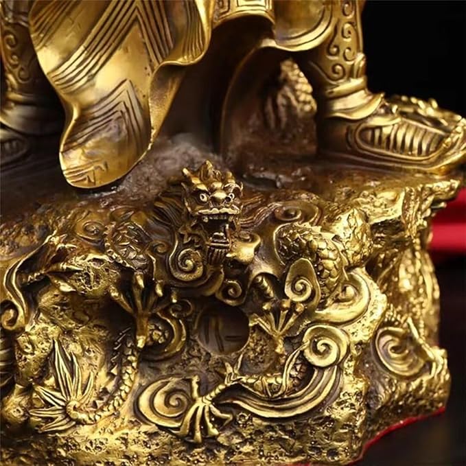 burid Pure Copper Chinese Feng Shui Guan Gong Statue God of Wealth Home and Office Decoration Wu God of Wealth Guan Yu Statue Best Furnishings Gifts, 26*21*65CM，10.0KG