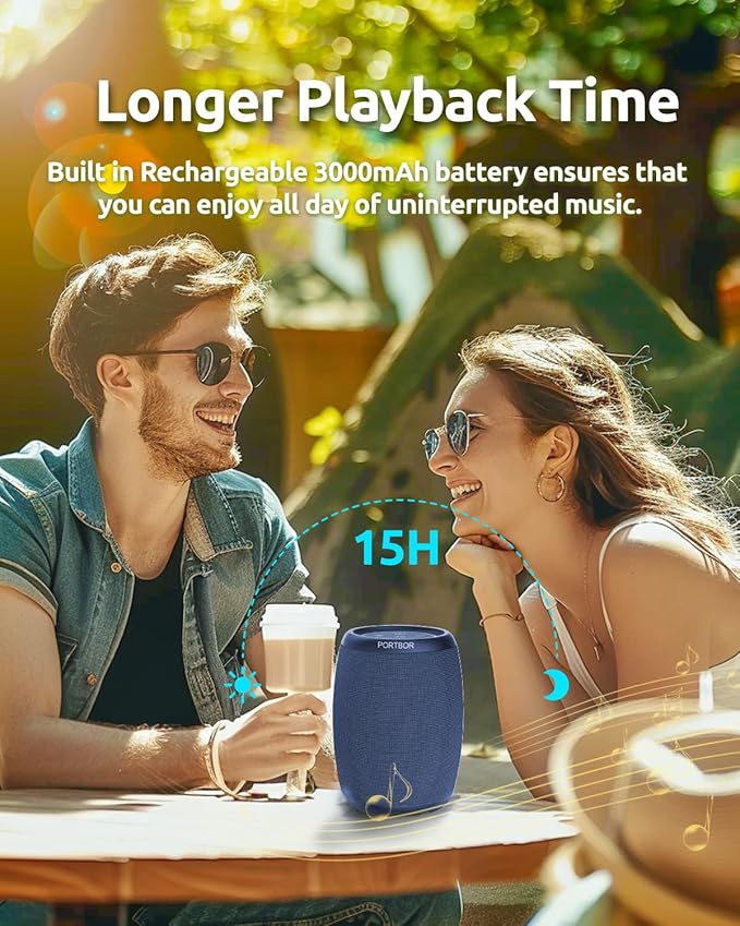 Portable Bluetooth Speaker, Powerful Loud Sound Wireless Speaker, Bluetooth V5.3, IPX5 Waterproof, TWS Pairing, Small Speakers for Outdoor Home Party Beach Shower, Holiday Birthday Electronics Gift