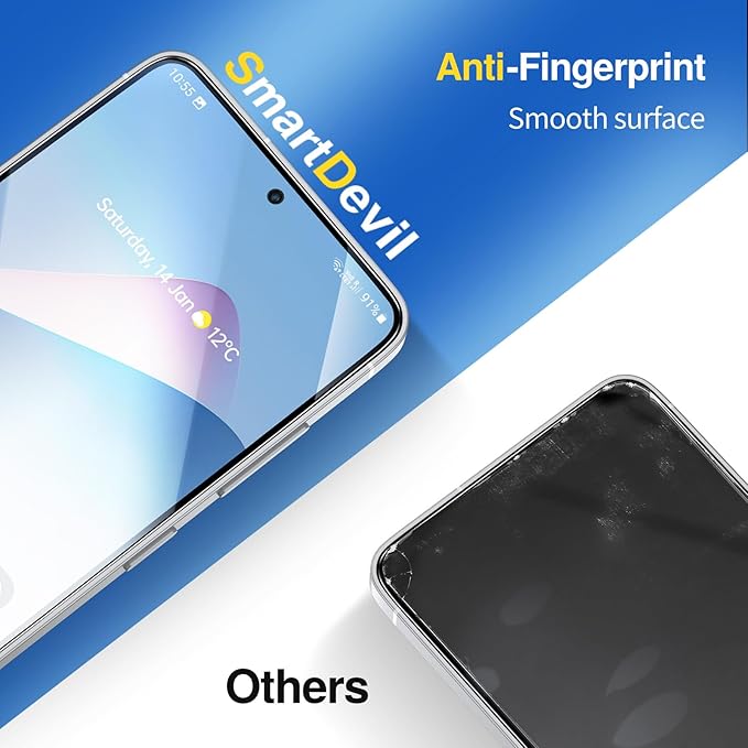 SMARTDEVIL [3 Pack for Samsung Galaxy S25 Screen Protector, Finger Print Reader Compatible, Fast & Easy Installation, Clear 9H Tempered Glass Film, Alignment Frame [Dust-Free & Bubble-Free]