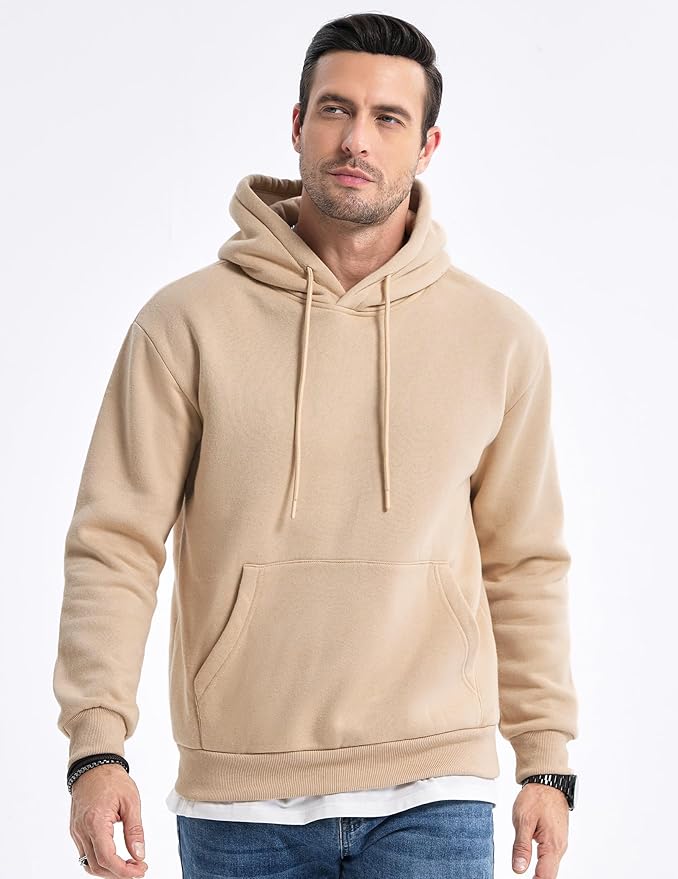 JMIERR Mens Casual Cotton Hooded Collar Drawstring Hoodies Pullover Sweatshirts Casual Long Sleeve Shirts