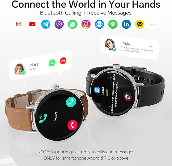 Smart Watches for Men/Women,1.27" HD Fitness Watch Answer/Make Call, Heart Rate/Sleep/SpO2，Round Smart Watch for iPhone/Samsung/Android,IP68 Waterproof，110+ Sport Mode-Black(2 Bands)