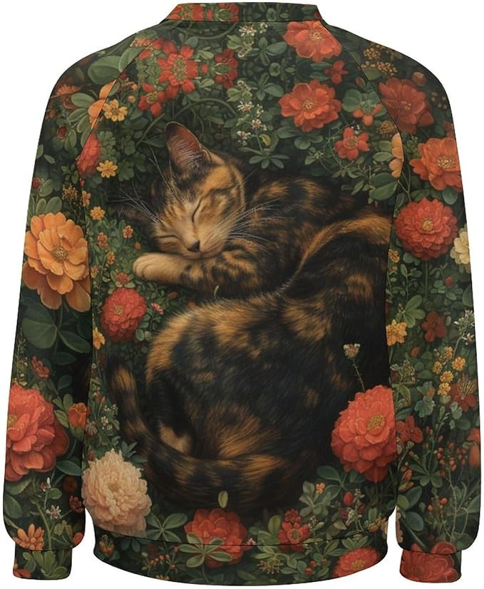 Sweatshirt for Women Cat Print Fashion Funny Plus Size Ladies Dressy Crewneck Casual Trendy Tee Shirts