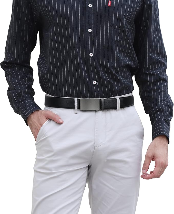 Zitahli Belt Men, Ratchet Belt Dress with 1 3/8" Premium Leather,Slide Belt with Easier Adjustable Automatic Buckle