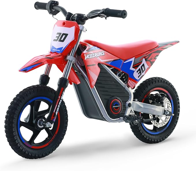 Racing Grade Electric Dirt Bike for Kids, 400W Motorcycle, Ages 3-6, 36V 5.2Ah Battery, Dual Shock Absorption, 3 Speed Modes, Disc Brake, 12In Off Road Tires, Red