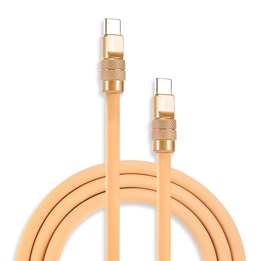 chubbycable Chubby 2.0 USB C 240W Fast Charging Cable Silicone Soft Durable USB C Cable Extra Thick Charger Cord Compatible with iPhone 17-15 Series iPad, Desert+Desert, Type-C to Type-C, 8.2FT