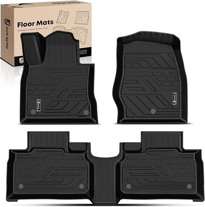 YHTAUTO Floor Mats Fit 2020-2026 Ford Explorer, TPE All Weather Car Mats Waterproof Anti-Slip Odorless Floor Liner, Interior Car Accessories Front & 2nd Row Liner