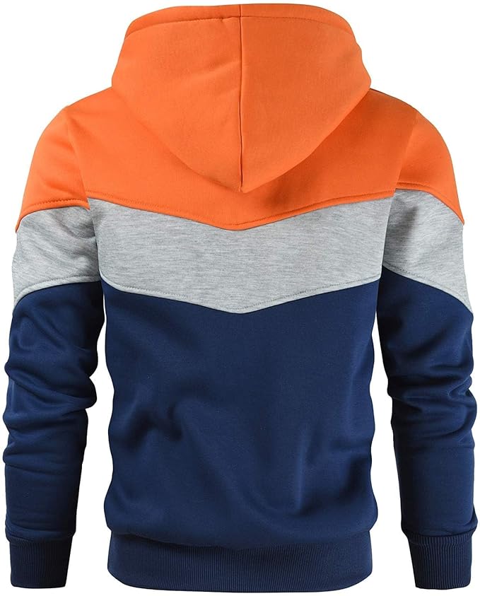 Gesean Men's Novelty Color Block Pullover Fleece Hoodie Long Sleeve Casual Sweatshirt with Pocket