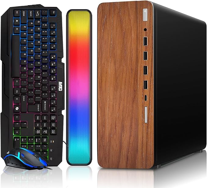 HP Dark Dual Premium Desktop Computer PC – AMD Processor,16GB RAM,512GB SSD,RGB Keyboard with AI Copilot Key and Mouse,RGB Soundbar,Windows 11(Renewed)