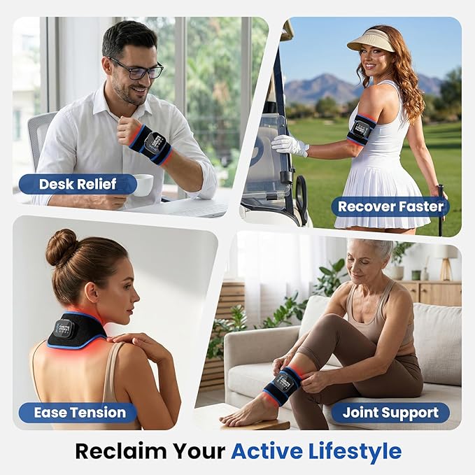 BOB AND BRAD TheraHeat Infrared Red Light Wrist Wrap, FSA-HSA Eligible, Cordless Heating Pad with Vibration Massage for Carpal Tunnel, Arthritis, Tendonitis & Joint Pain Relief for Hand, Arm, Elbow