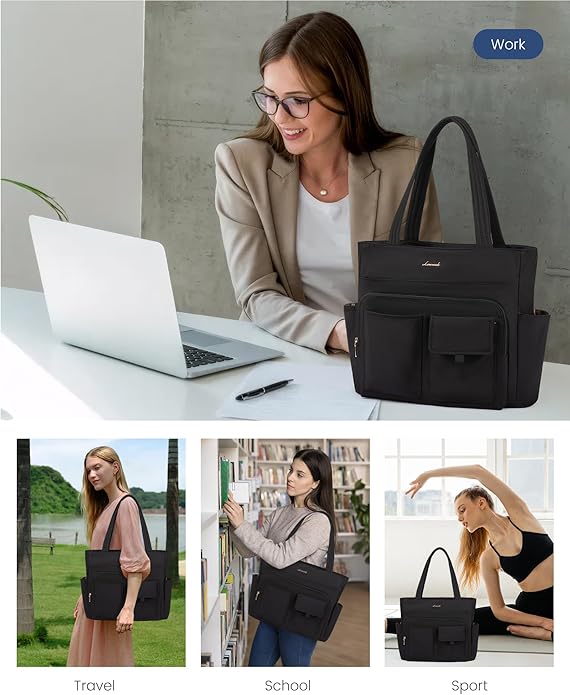 LOVEVOOK Tote Bag for Women,Light Puffer Tote Bag with Multi-pockets,Stylish Carry on Laptop Bags for Daily,Travel,Work,Gym | with Multi-pockets, Stylish, Carry on, for Daily, Travel, Work