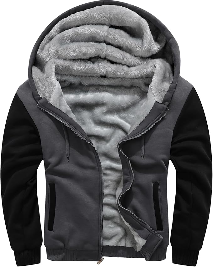 MACHLAB Men's Pullover Winter Workout Fleece Hoodie Jackets Full Zip Wool Warm Thick Coats