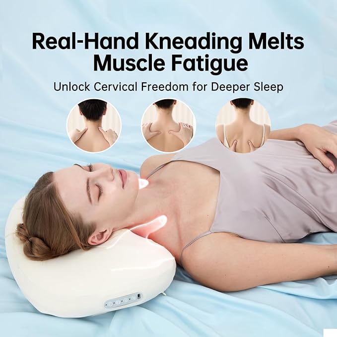 Shiatsu Neck Massager for Pain Relief deep Tissue Before Sleeping, Cervical Neck Massage Pillow with Heat,Cordless & Memory Foam,Thoughtful Gifts for Mom, Dad, Women, Men (Cream)