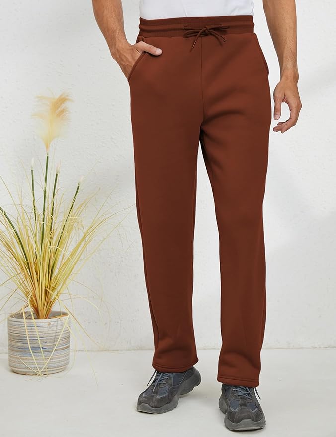Gihuo Men's Winter Fleece Pants Sherpa Lined Sweatpants Active Running Jogger Pants