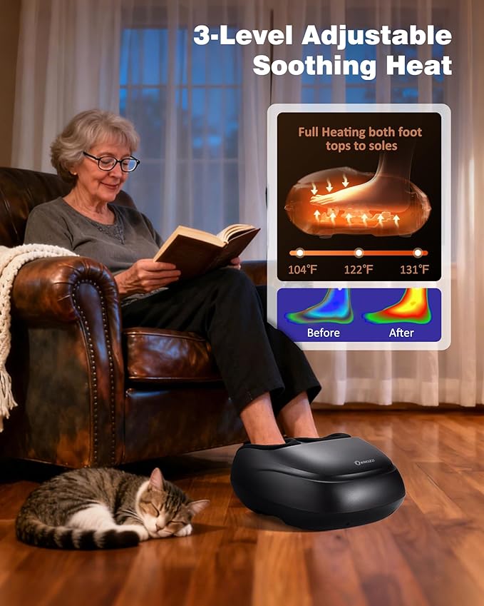 KNQZE Foot Massager Machine with Heat, Shiatsu Deep Kneading Foot Massager with Remote, Compression, Multi-Massage Modes, Auto-Off Timers, Gifts for Women Men