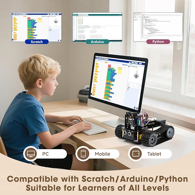 Robotics for Kids Ages 12-16, ACEBOTT Smart Robot Kit with 3MP Camera + Tank Car, STEM Toys Coding Kit Compatible with Arduino & Scratch, App & Remote Control, Gift for Kids & Teens