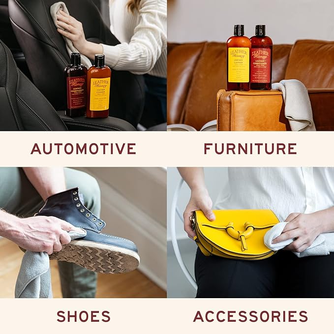 Leather Honey Leather Conditioner, Non-Toxic & Made in The USA Since 1968. Protect & Restore Leather Couches & Furniture, Car Interiors, Boots, Jackets, Shoes, Bags & Accessories. Safe for Any Colors