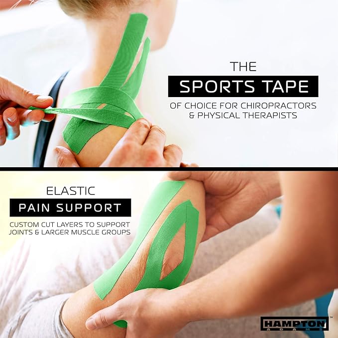 Hampton Adams | As Seen on Shark Tank | Elastic Kinesiology Tape (Bulk Roll) | 135ft Uncut | Supports & Protects Muscle Wrist Knee Shoulder Back Plantar Fasciitis | Waterproof Hypoallergenic