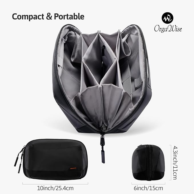 OrgaWise Electronics Organizer, Electronic Accessories Bag Travel Cable Organizer Three-Layer for iPad Mini, Kindle, Hard Drives, Cables, Chargers
