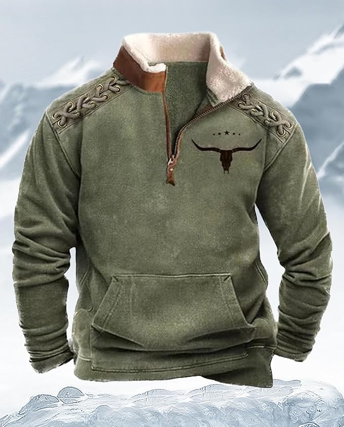 Western Sweatshirts for Men Aztec Retro Pullover Quarter Zip Sweatshirt Mens Stitching Color Fleece Sweatshirt