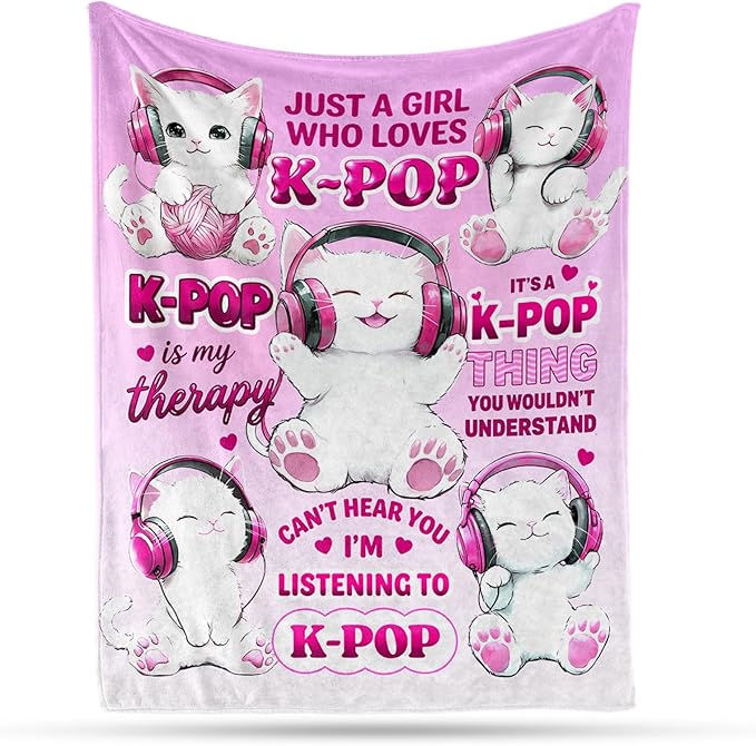 Kpop Blanket Gifts for K-Pop Fans - Super Soft Flannel Kpop Blankets for Girls Teen Fans Bedding Couch Sofa - Korean Kpop Merch Fandom Throw for Idol Lovers Dorm Decor Christmas (Style 02, 60 X 80)