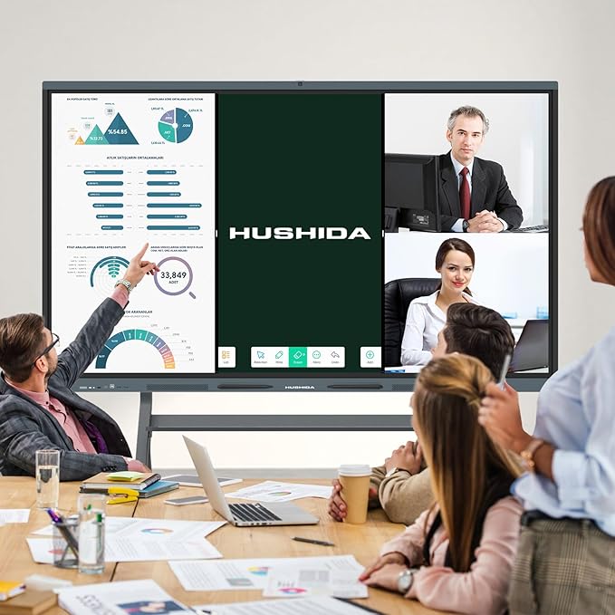 75″ Smart Board, 4K UHD Interactive Whiteboard Built in Dual System and 13MP Camera, All in One Digital Whiteboard for Home, Classroom and Business (Wall Mount Included)