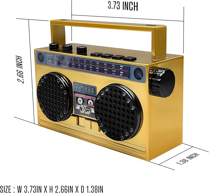 Portable Mini Bluetooth Wireless Speaker Retro Wearable Boombox, 27 Inch Necklace, FM Radio, On Board Buttons, Dual 6W Peek Power Micro Speakers, Long Lasting Battery
