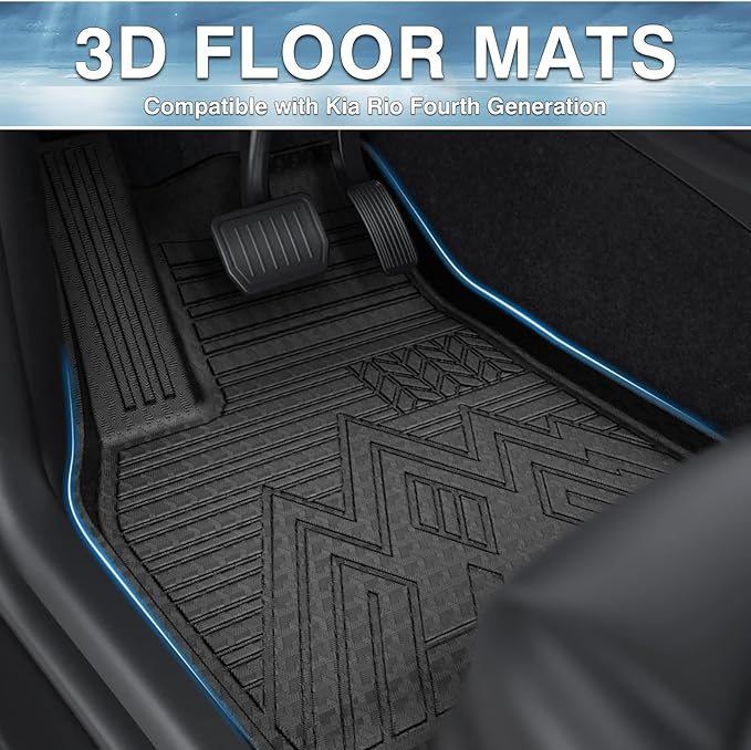 Mixsuper Liner Floor Mats for 2018-2024 Kia Rio 5-Door, All Weather Floor Liners for Rio Accessories Durable 1st and 2nd Row Set Black