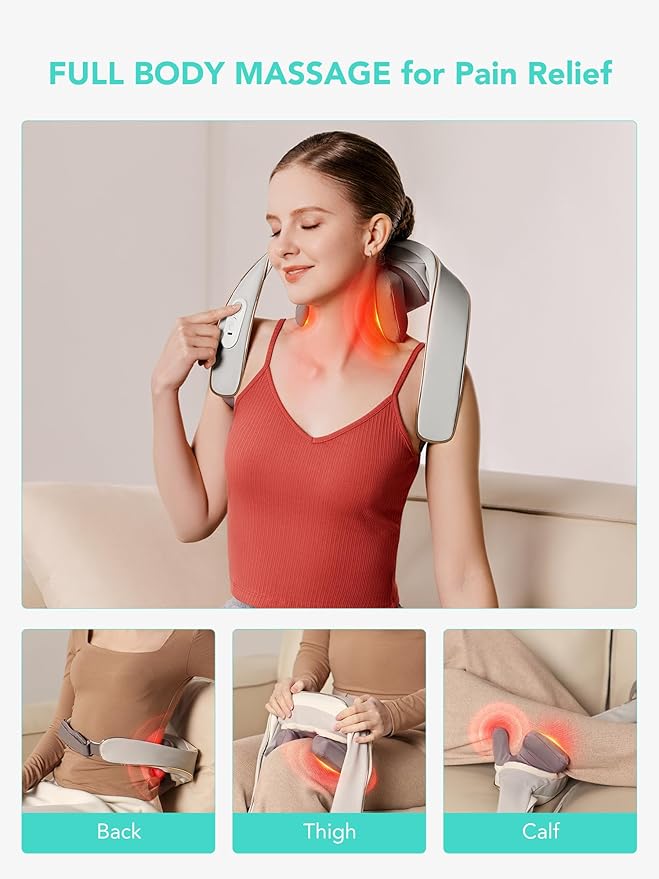 SKG Neck Massager with Heat for Pain Relief, Deep Tissue 6D Kneading, Cordless Neck and Shoulder Massager for Men and Women, Gift for Family and Friends