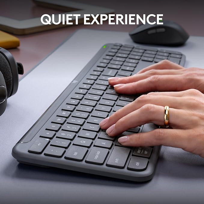 Logitech MK955 Signature Slim Wireless Keyboard and Mouse Combo, for Larger Hands, Quiet Typing and Clicking, Switch Across Three Devices, Bluetooth, Multi-OS, for Windows and Mac