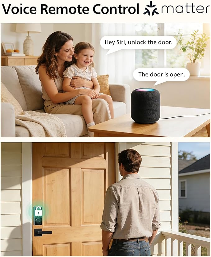 Philips Smart Door Lock with Matter, Keyless Entry Door Lock with App Control, Fingerprint Front Door Lock Set, Matter Over Thread, Touchscreen Keypad Deadbolt Lock with Apple Home, Alexa, Google