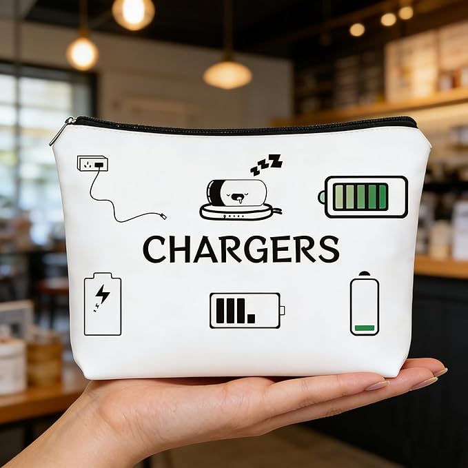 Charger Makeup Bags, Cables Organizer Bag Gifts, Travel & Small Cosmetic Zipper Pouch, Suitable for Travel Or Vacation Toiletries, Daily Use for Birthday Women And Girls Gifts