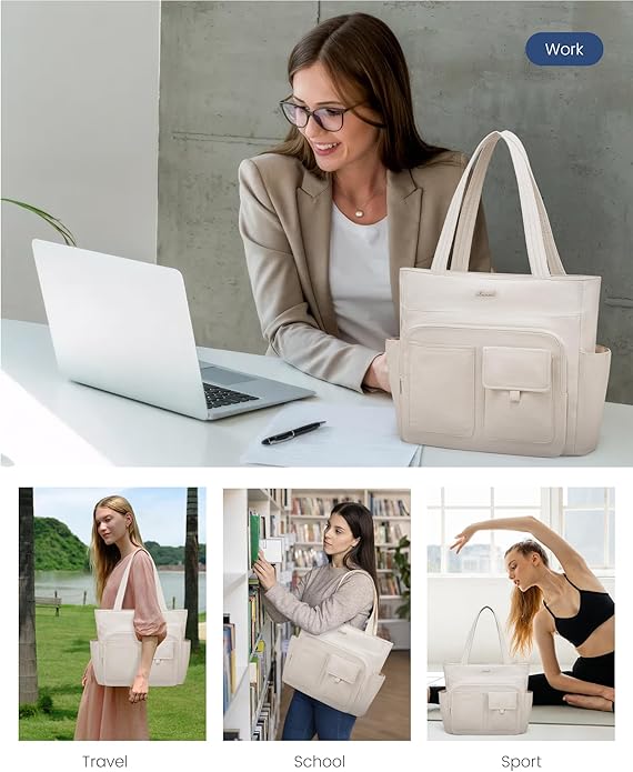 LOVEVOOK Tote Bag for Women,Light Puffer Tote Bag with Multi-pockets,Stylish Carry on Laptop Bags for Daily,Travel,Work,Gym | with Multi-pockets, Stylish, Carry on, for Daily, Travel, Work
