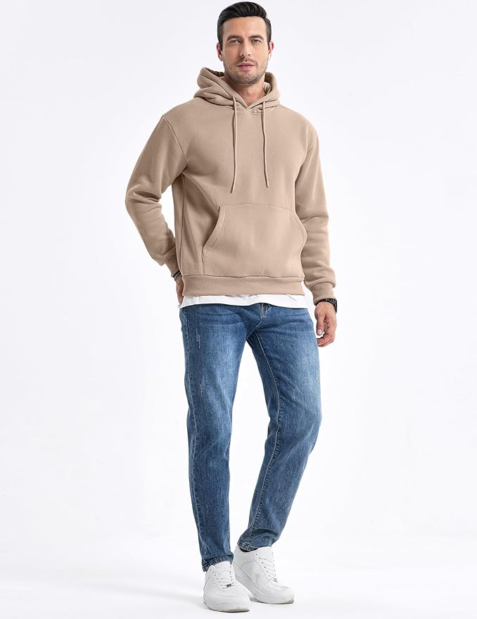 JMIERR Mens Casual Cotton Hooded Collar Drawstring Hoodies Pullover Sweatshirts Casual Long Sleeve Shirts