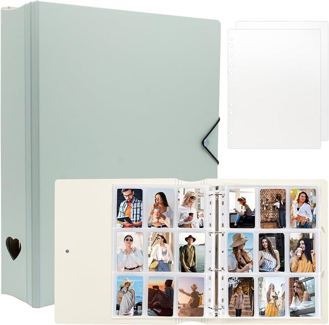 A4 Kpop Photocard Binder with 25 Pages 9 Pocket, 2x3 inch Kpop Photocard Holder Book, Photo Album for Fujifilm Instax Mini Camera Polaroid Printer Photo Film (Mint)