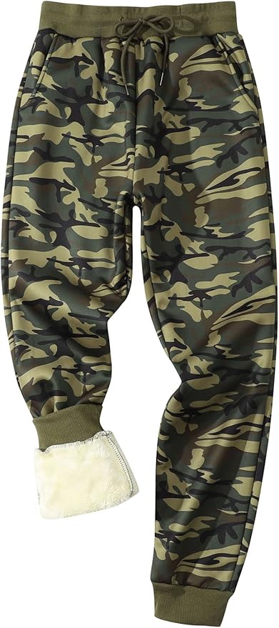 Gihuo Men's Winter Fleece Pants Sherpa Lined Sweatpants Active Running Jogger Pants